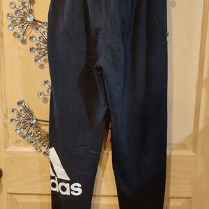 adidas Black Sweatpants with White Logo - Kids